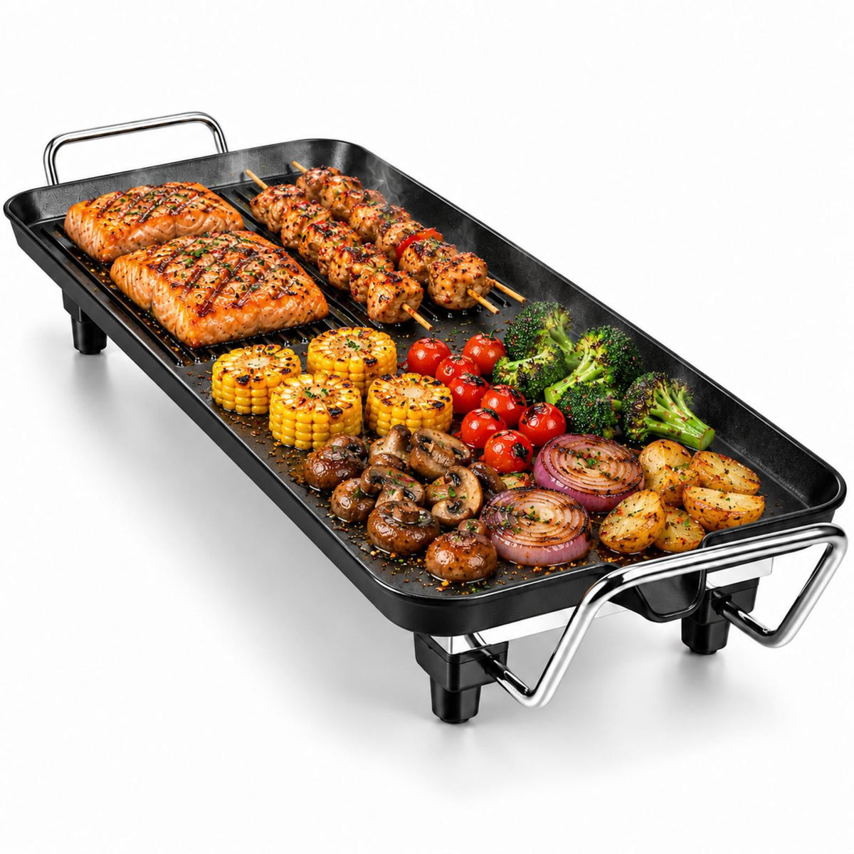 2-in-1 Tabletop Grill and Griddle with Handles