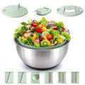 3-in-1 Stainless Steel Salad Spinner with 6 Blades, 4.76 Qt