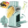 Rotary Cheese Grater with 10 Blades and Suction Base, Green