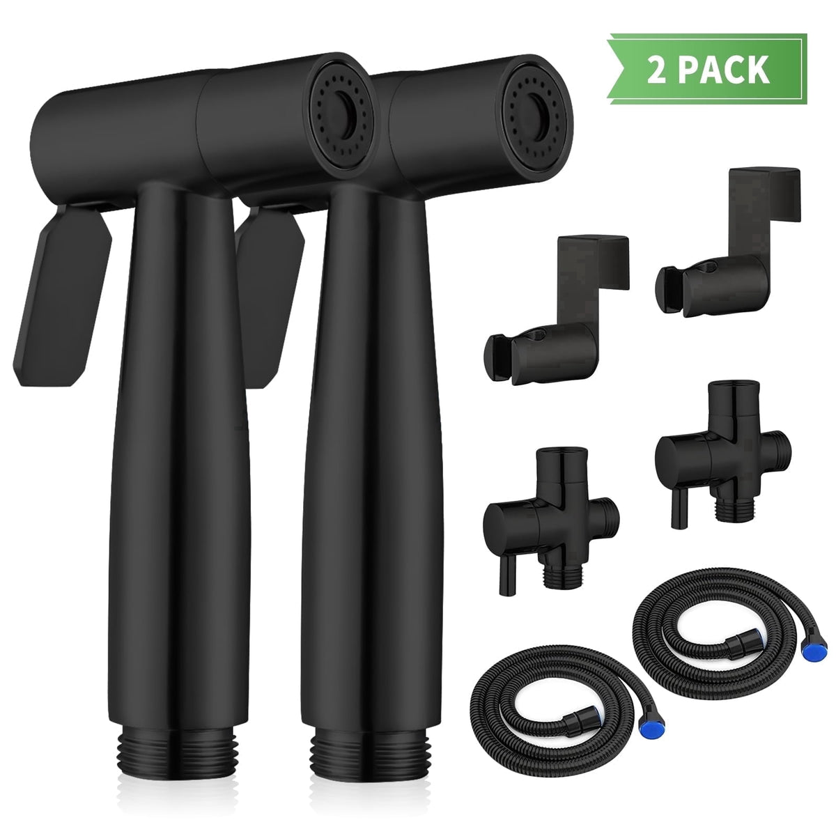 PHANCIR 2-Pack Stainless Steel Handheld Bidet Sprayer, Black