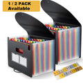 PHANCIR 2-Pack 24-Pocket Accordion File Organizer with Labels