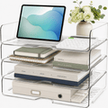 PHANCIR Clear 4-Tier Stackable Desk Organizer for A4 & Letter Paper