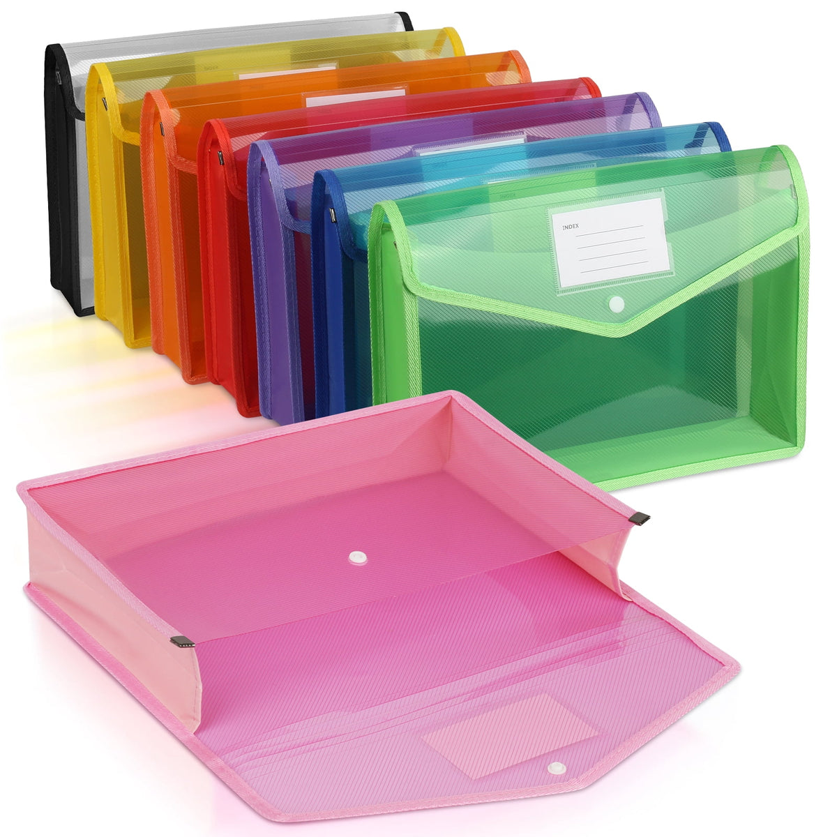 PHANCIR 8-Pack Expanding File Folders, Snap Closure, A4/Letter, Multicolor