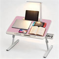 PHANCIR Folding Lap Desk with Cooling Fan and LED Light, Pink