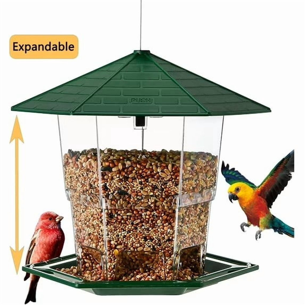 PHANCIR Heavy Duty Hanging Bird Feeder with Latch, 7.8" Tall, Green