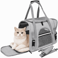 PHANCIR 17.32-Inch Foldable Soft-Sided Cat Carrier with Plush Mat, Gray