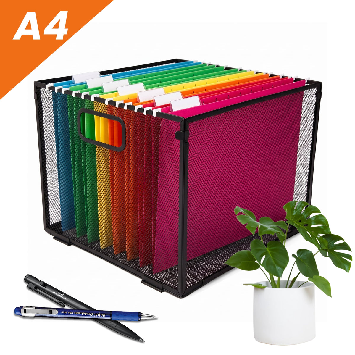 PHANCIR Foldable Mesh Metal Hanging File Organizer, Medium