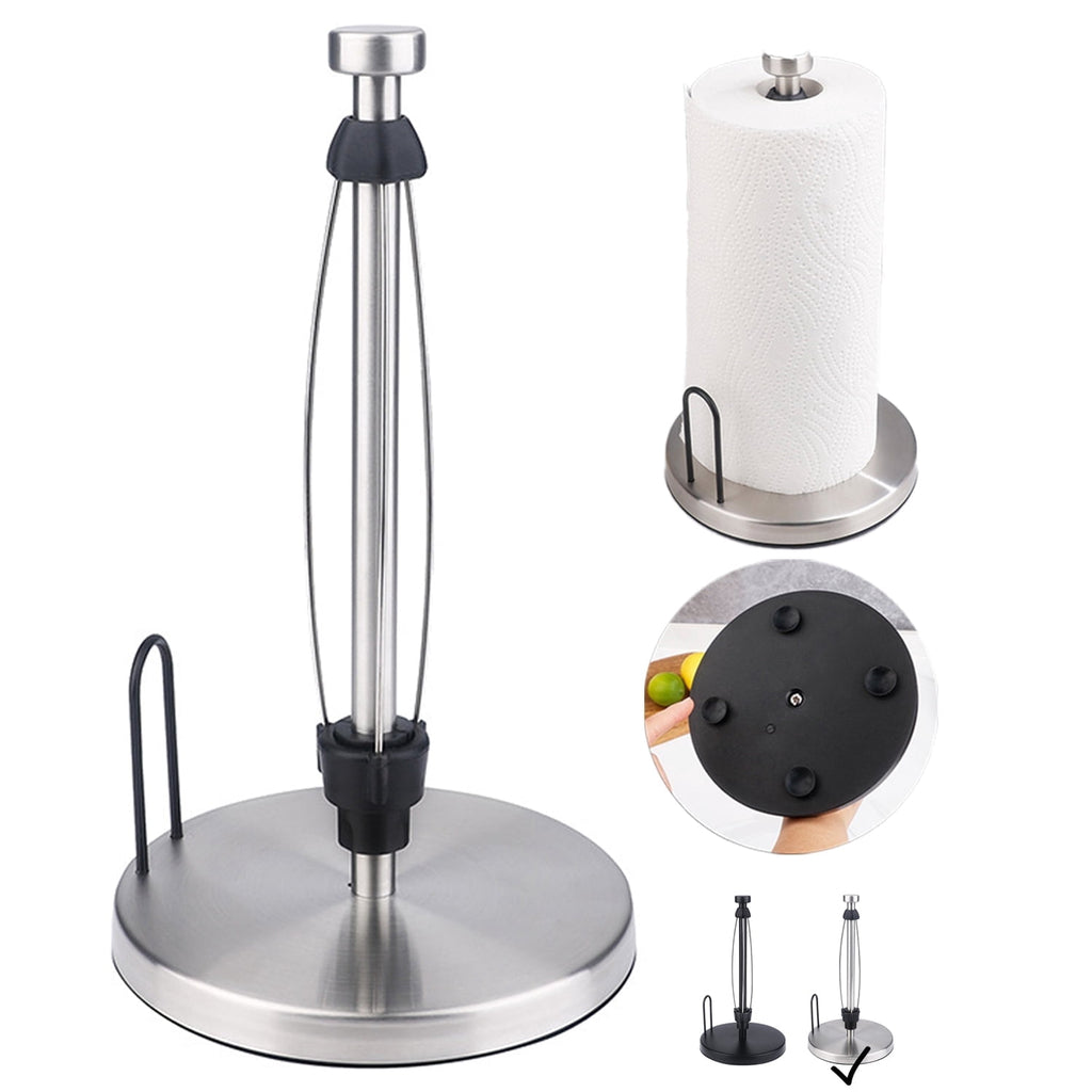 PHANCIR Metal Paper Towel Holder with Non-Slip Base, Silver