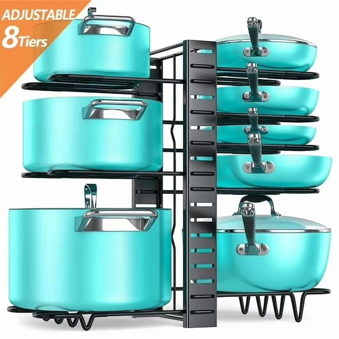 PHANCIR Adjustable 8-Tier Pot & Pan Organizer Rack with Anti-Slip Pads