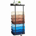 PHANCIR Retractable Wall Towel Rack with Shelf & Hooks, Black