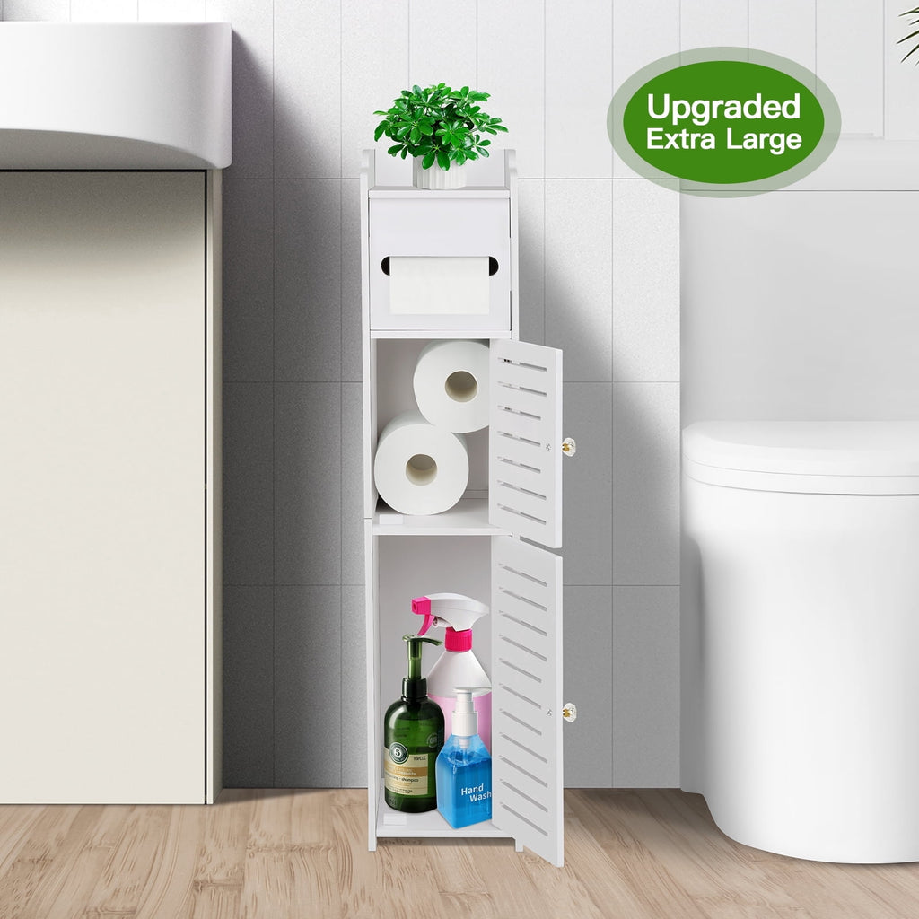 PHANCIR Toilet Paper Holder & Storage Cabinet for Mega Rolls, White