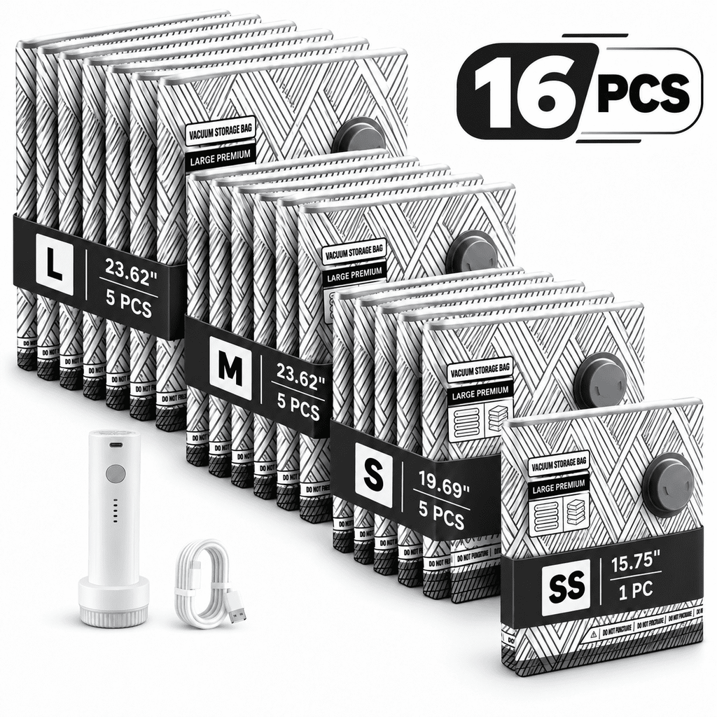PHANCIR 16-Pack Vacuum Storage Bags with Electric Pump
