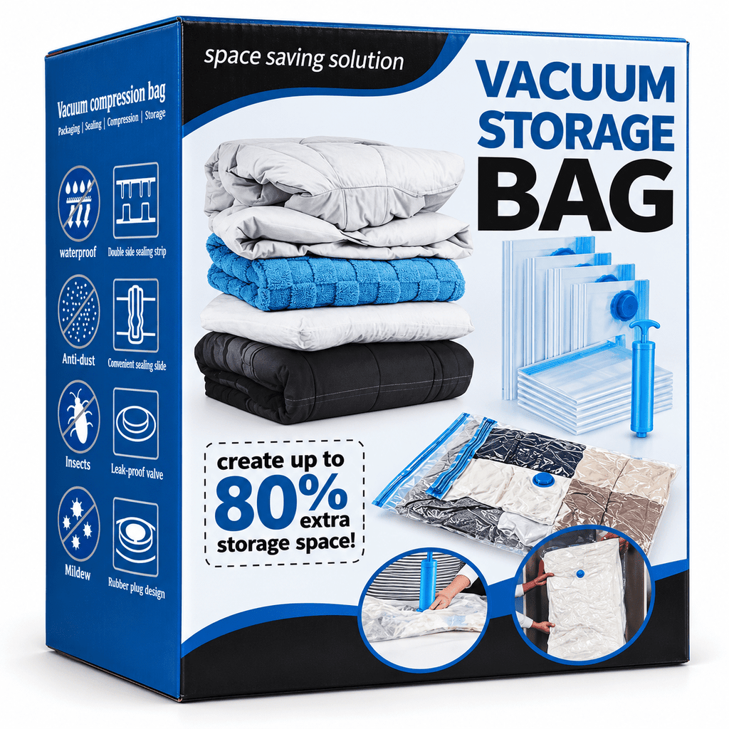 PHANCIR 12-Pack Jumbo Vacuum Storage Bags with Hand Pump