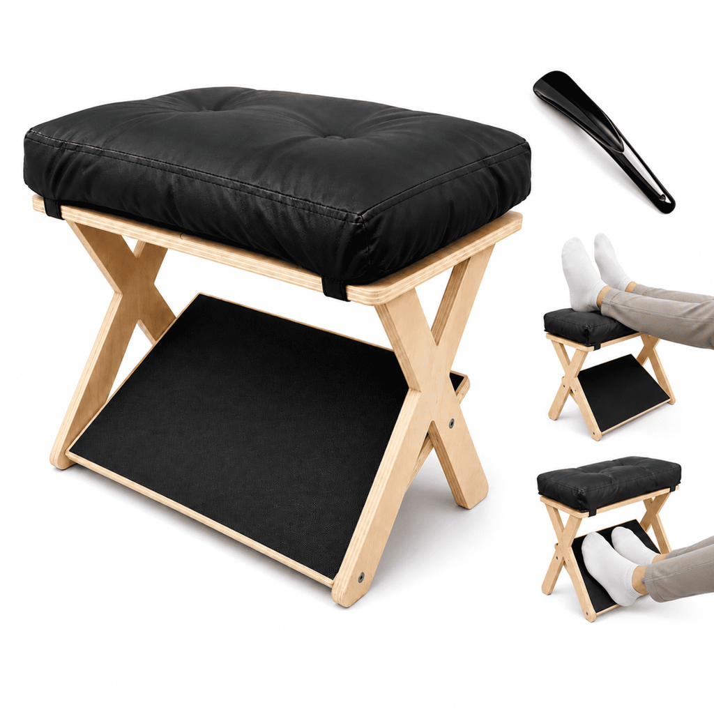 PHANCIR 2-Tier Wooden Under Desk Footrest