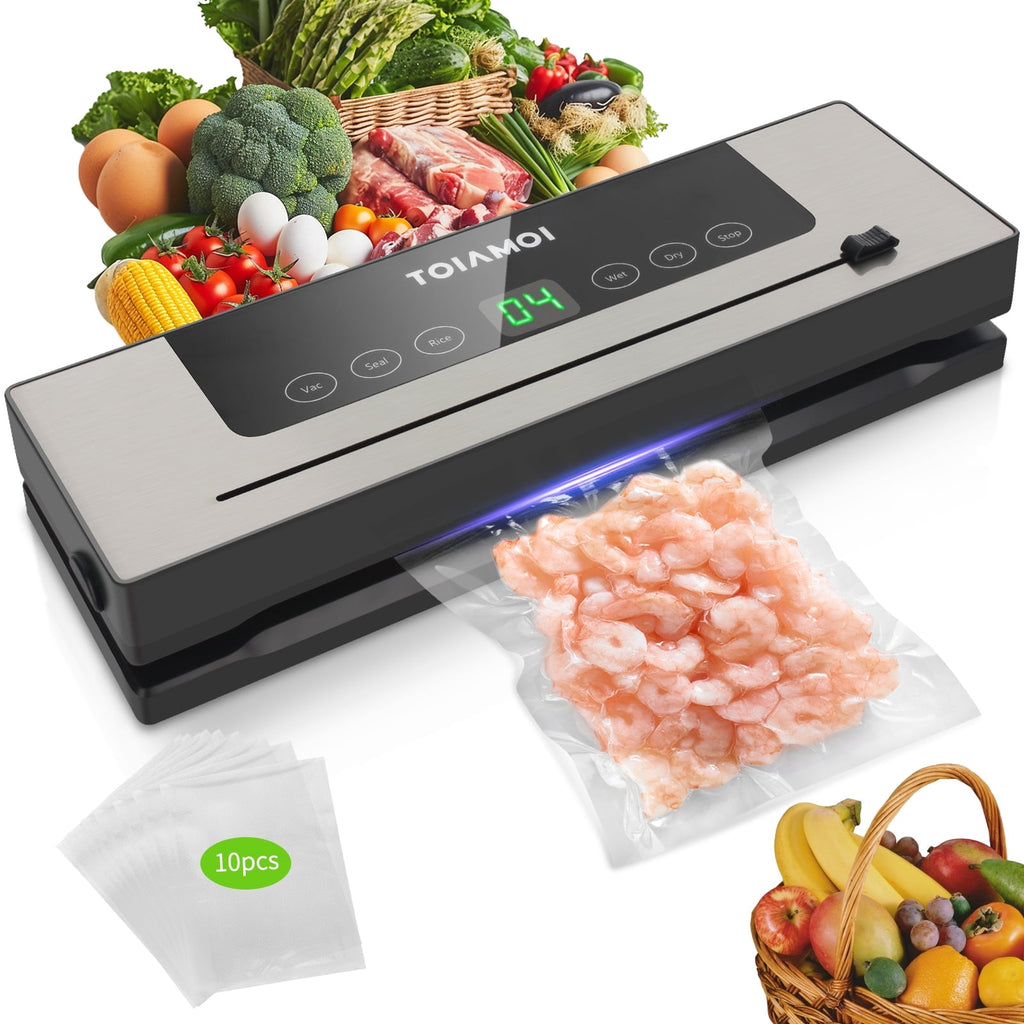 Wet and Dry Vacuum Sealer with Built-In Cutter and 10 Bags