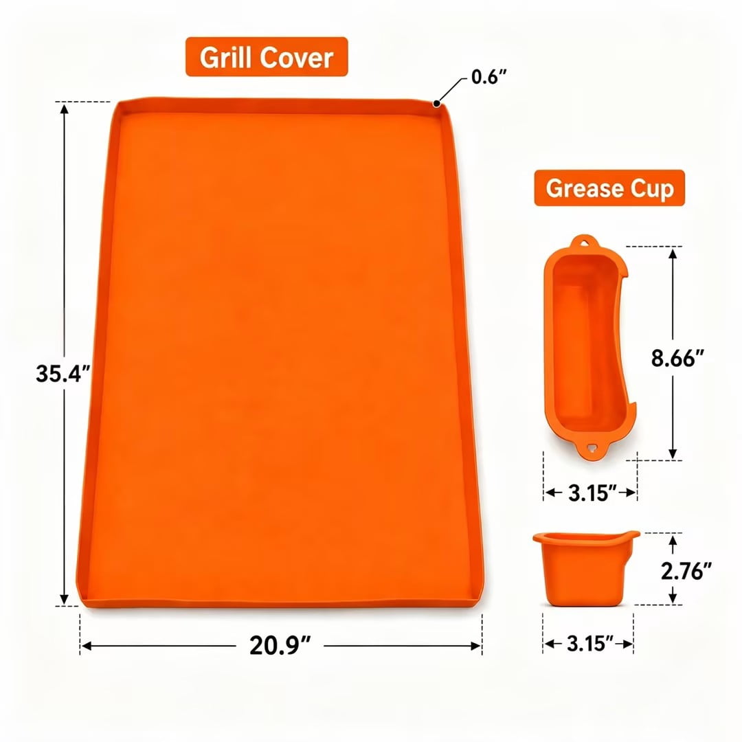 36-Inch Silicone Griddle Mat for Blackstone with Grease Cup, Orange