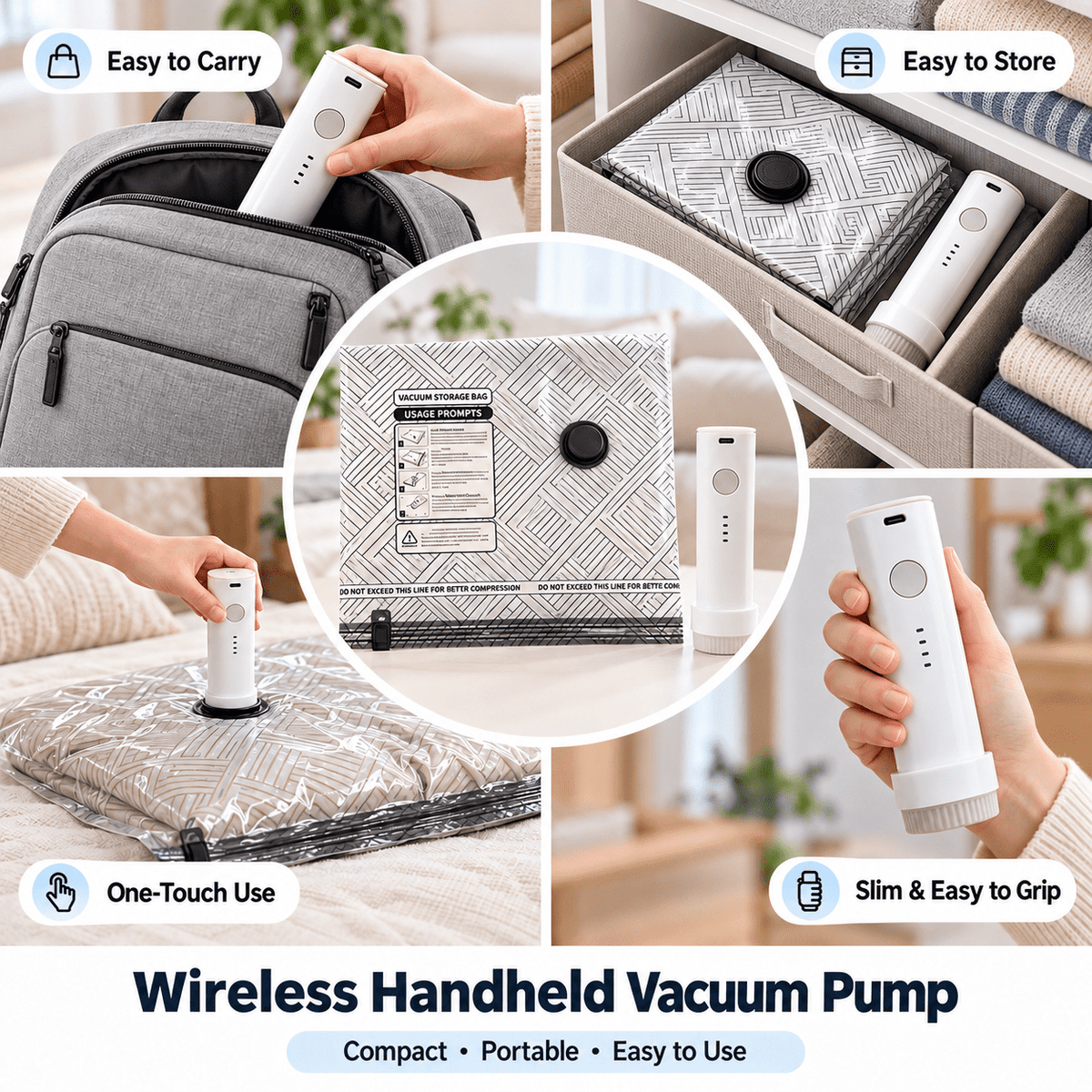 PHANCIR 16-Pack Vacuum Storage Bags with Electric Pump