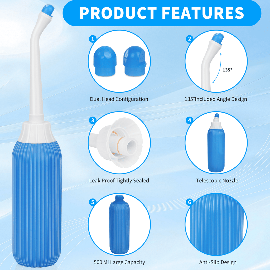 PHANCIR 2-Pack 500ml Portable Bidet Bottles with 2 Nozzles