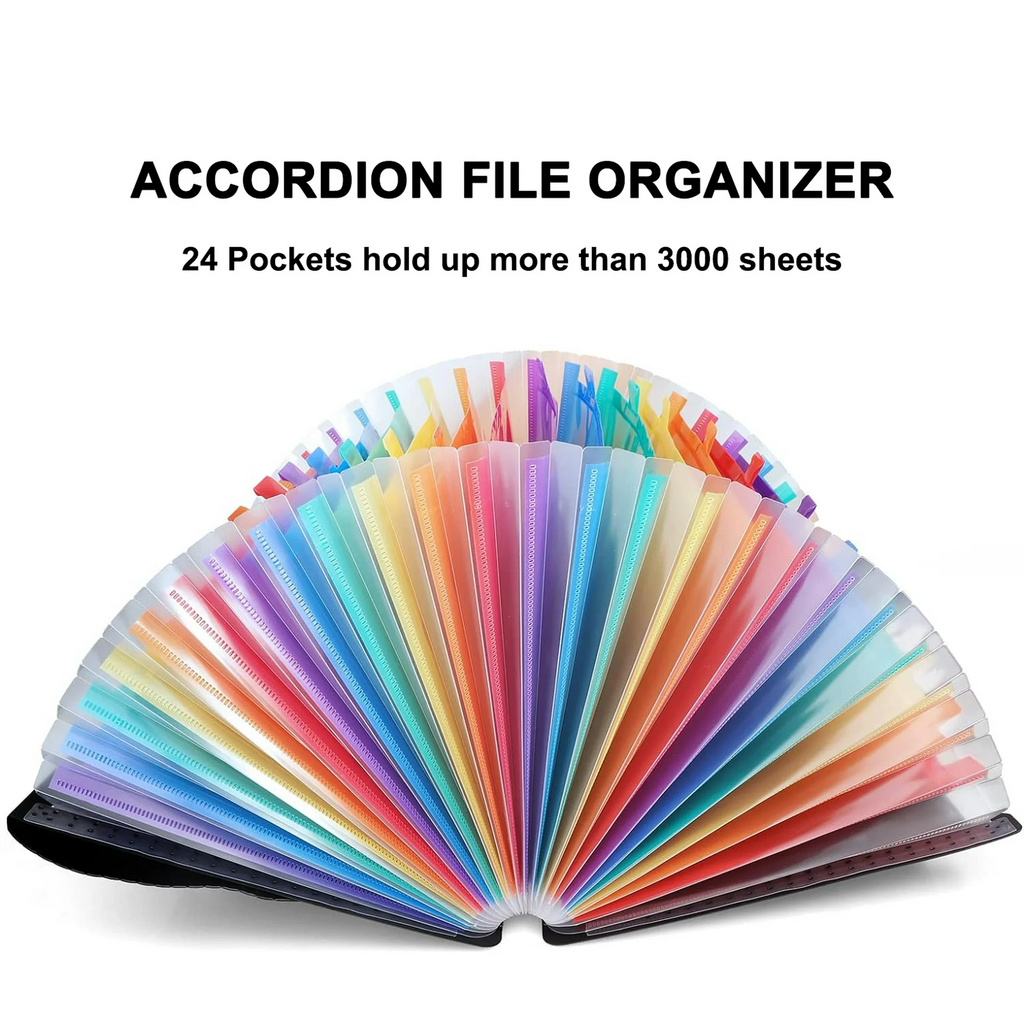 PHANCIR 24-Pocket Accordion File Organizer with Labels, Freestanding