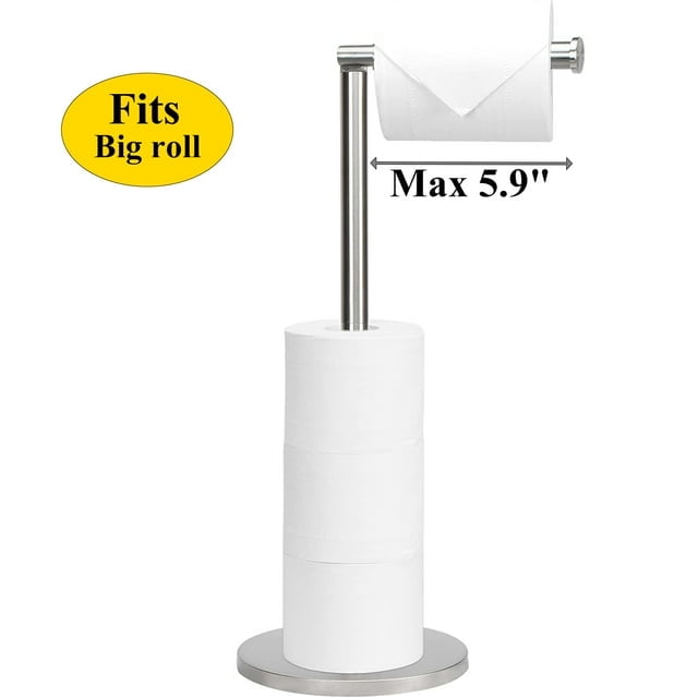 PHANCIR Freestanding Toilet Paper Holder with Storage Shelf, Black
