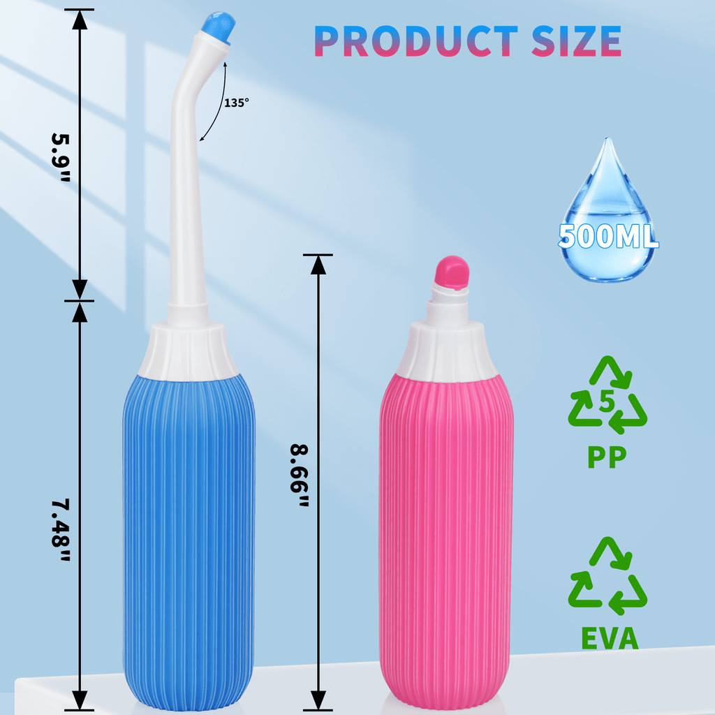 PHANCIR 2-Pack 500ml Portable Bidet Bottles with 2 Nozzles