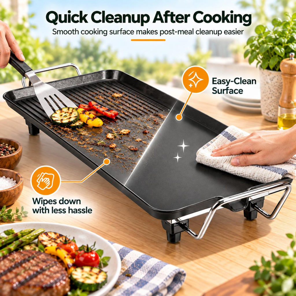2-in-1 Tabletop Grill and Griddle with Handles