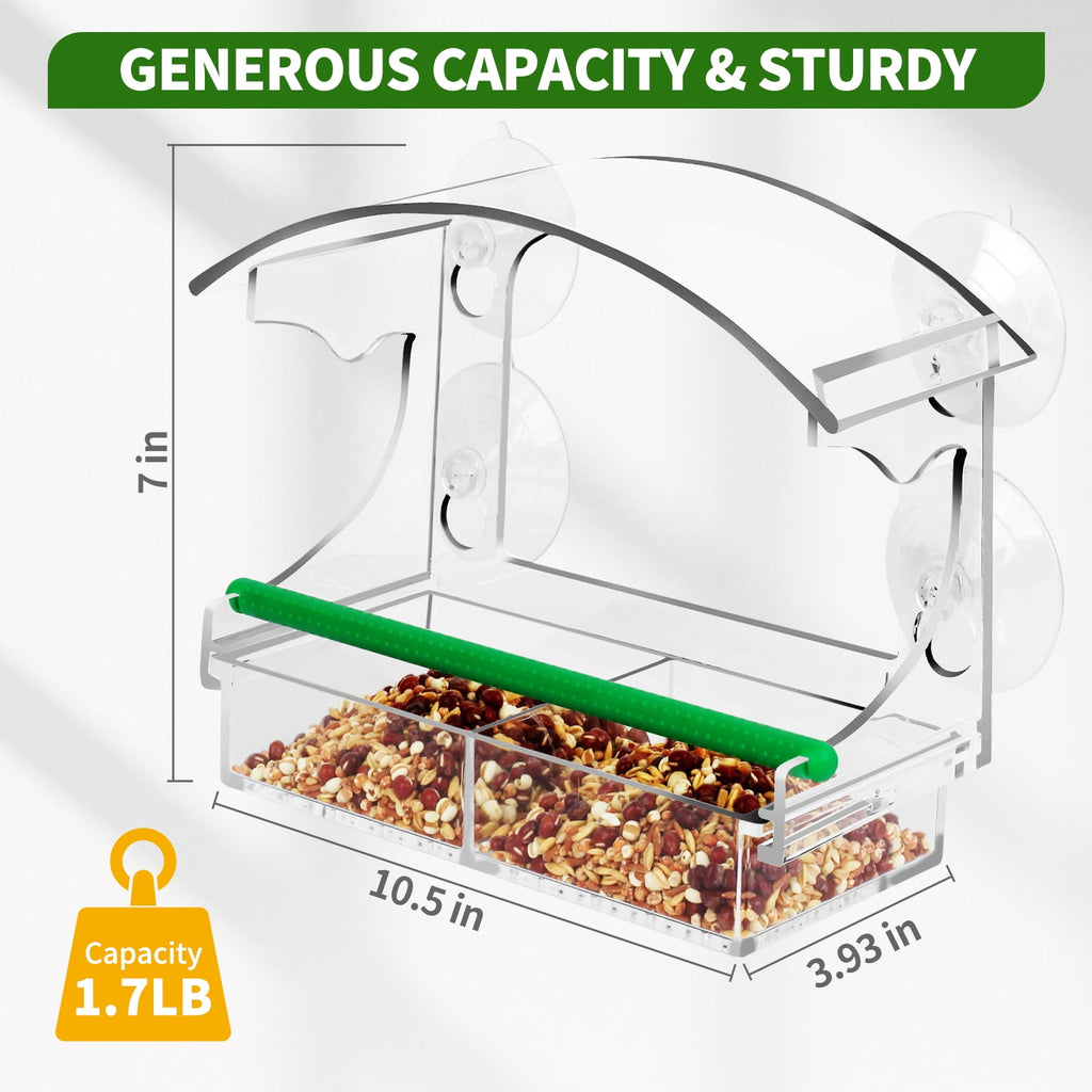 PHANCIR Clear Window Bird Feeder with Suction Cups