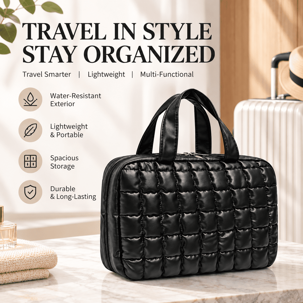 Water-Resistant Hanging Travel Toiletry Bag with Hook