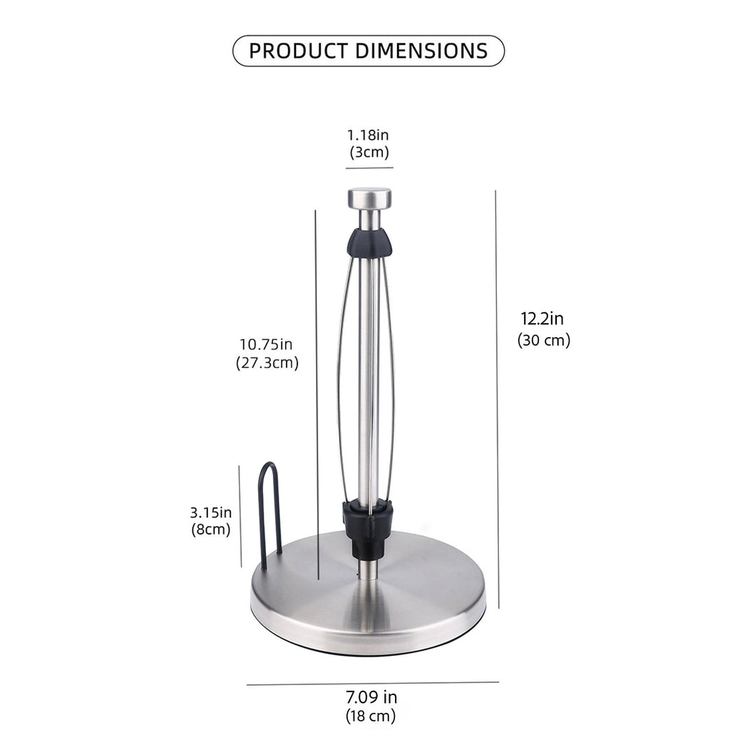 PHANCIR Metal Paper Towel Holder with Non-Slip Base, Silver