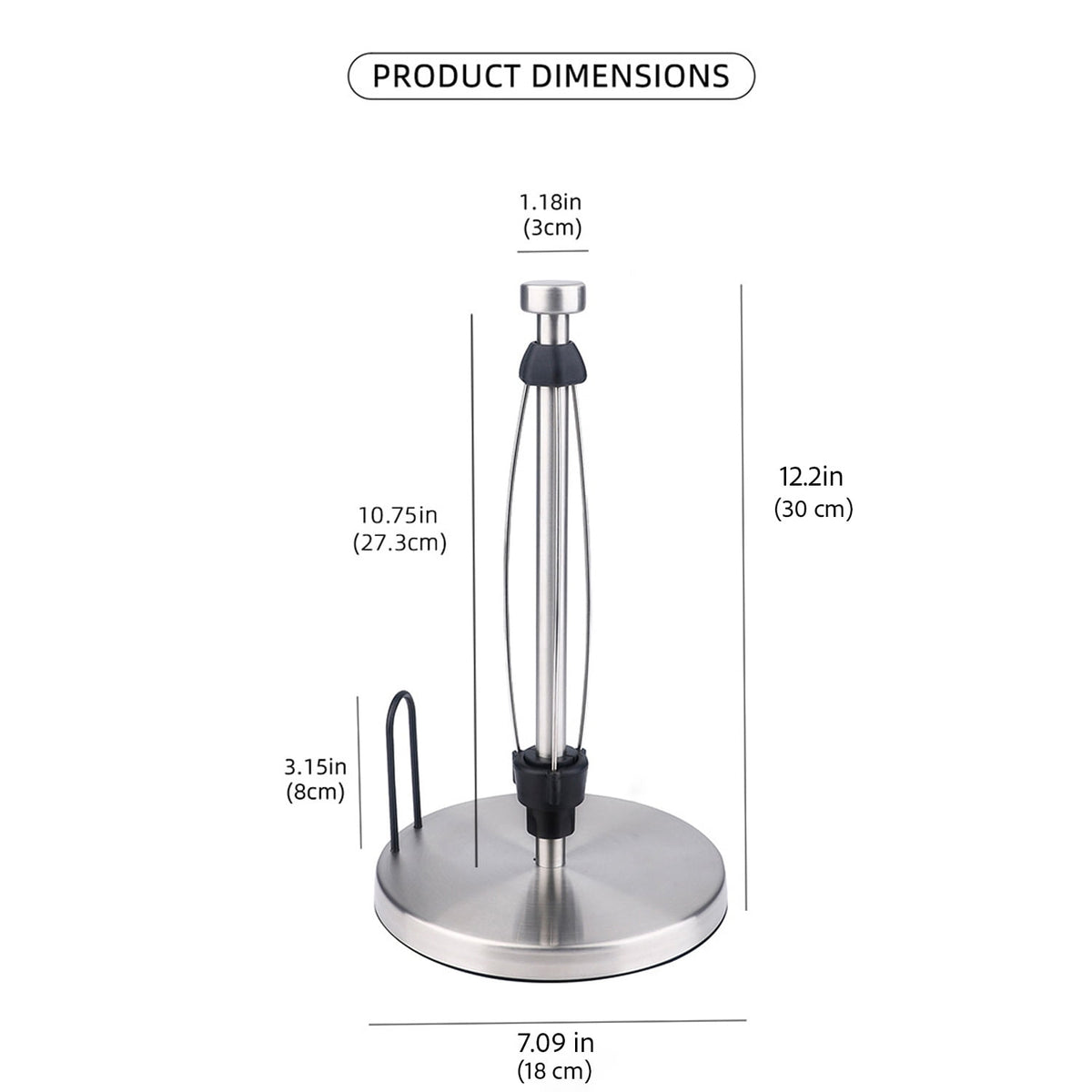 PHANCIR Metal Paper Towel Holder with Non-Slip Base, Silver