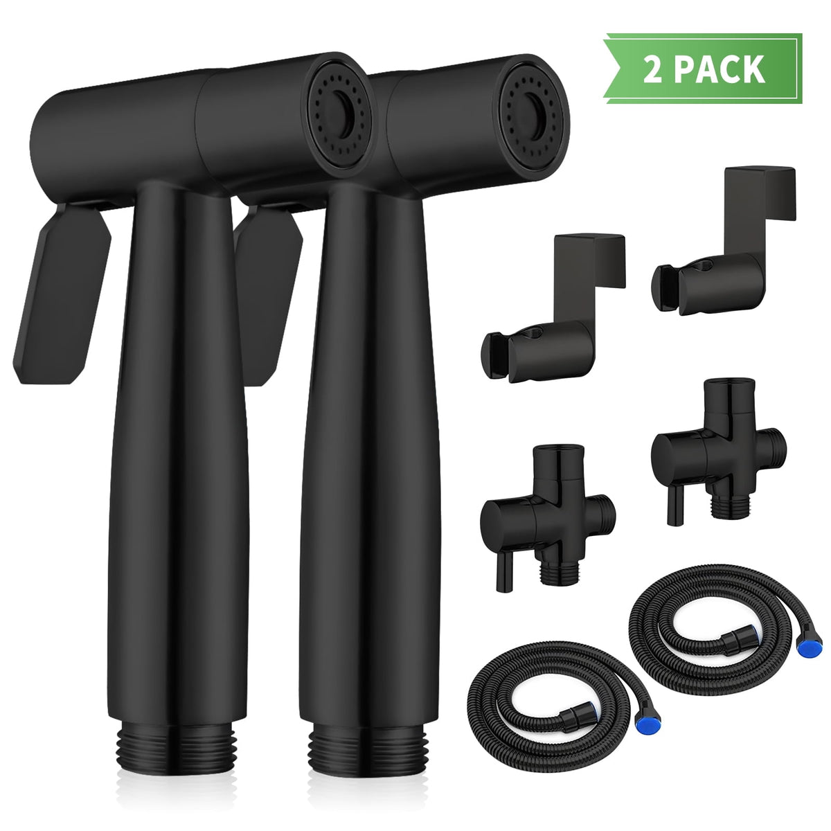 PHANCIR 2-Pack Stainless Steel Handheld Bidet Sprayer, Black