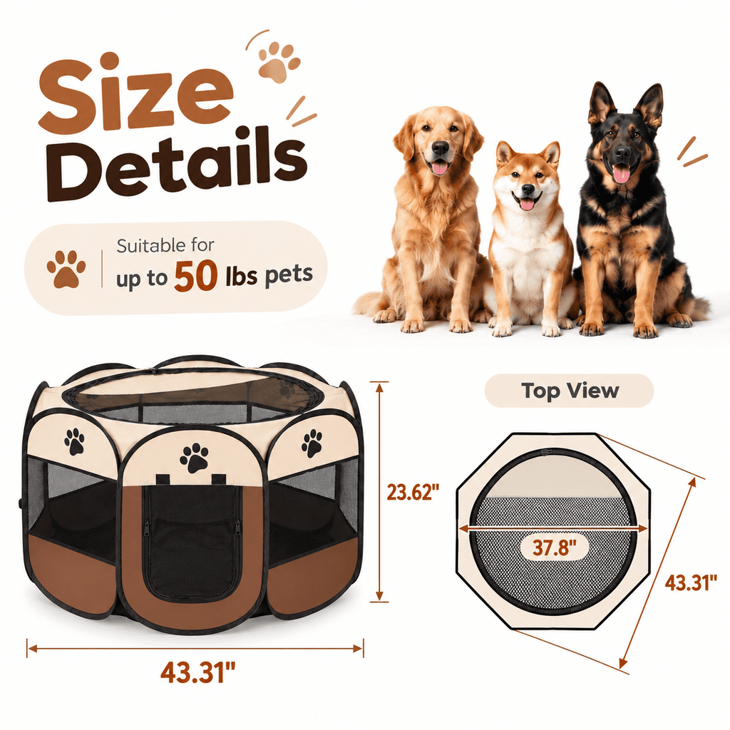 PHANCIR Foldable Octagon Pet Playpen