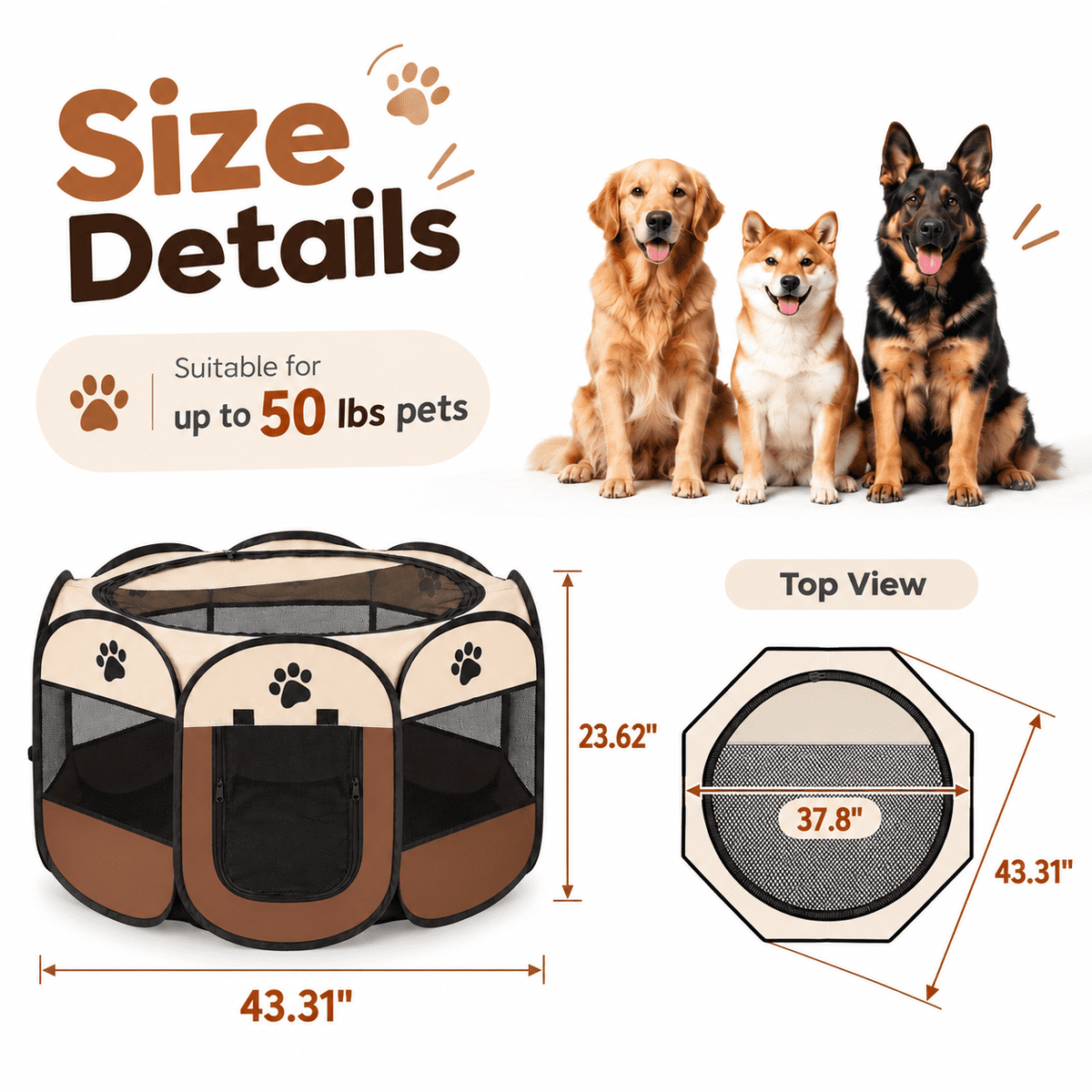 PHANCIR Foldable Octagon Pet Playpen