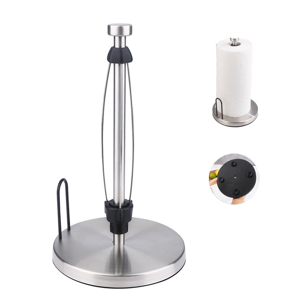 PHANCIR Metal Paper Towel Holder with Non-Slip Base, Silver