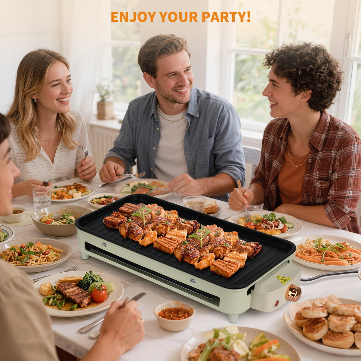 1500W Electric Indoor Grill and Griddle with Temperature Control