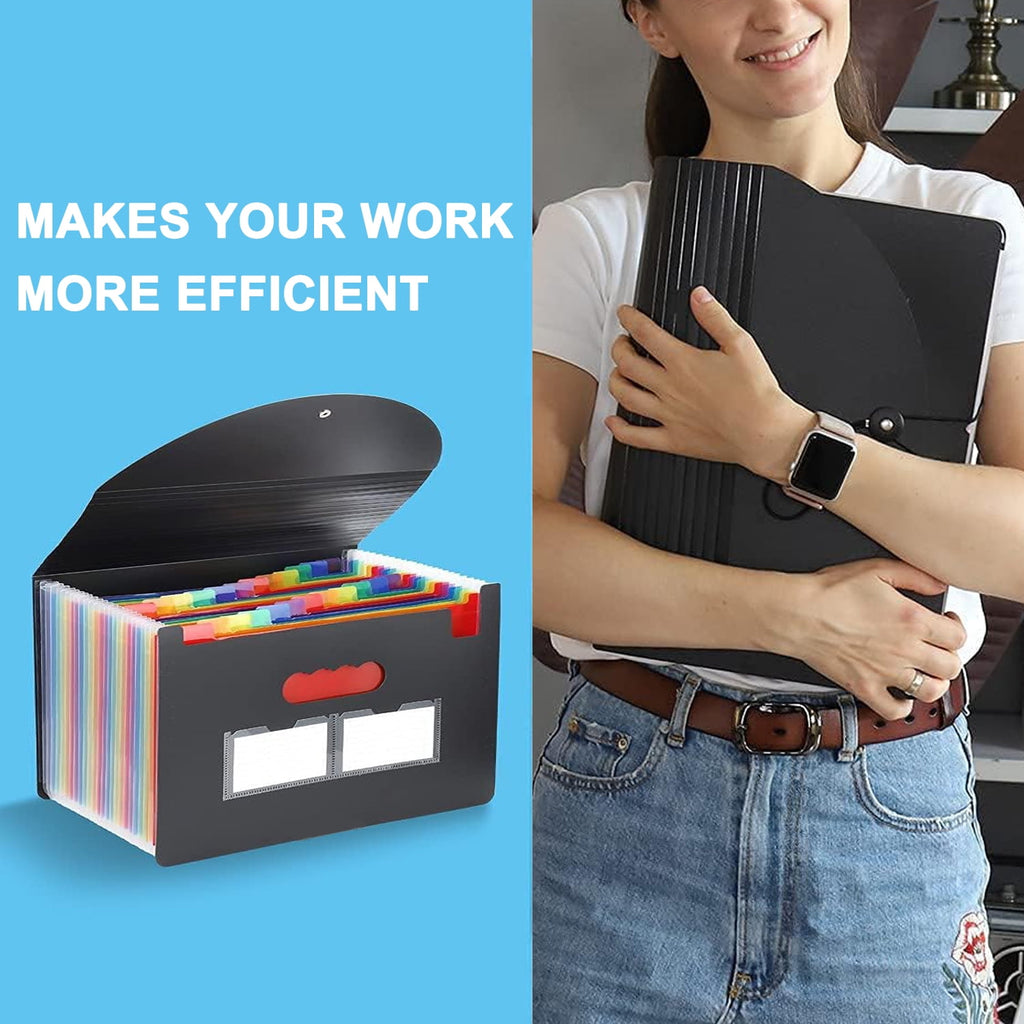 PHANCIR 2-Pack 24-Pocket Accordion File Organizer with Labels