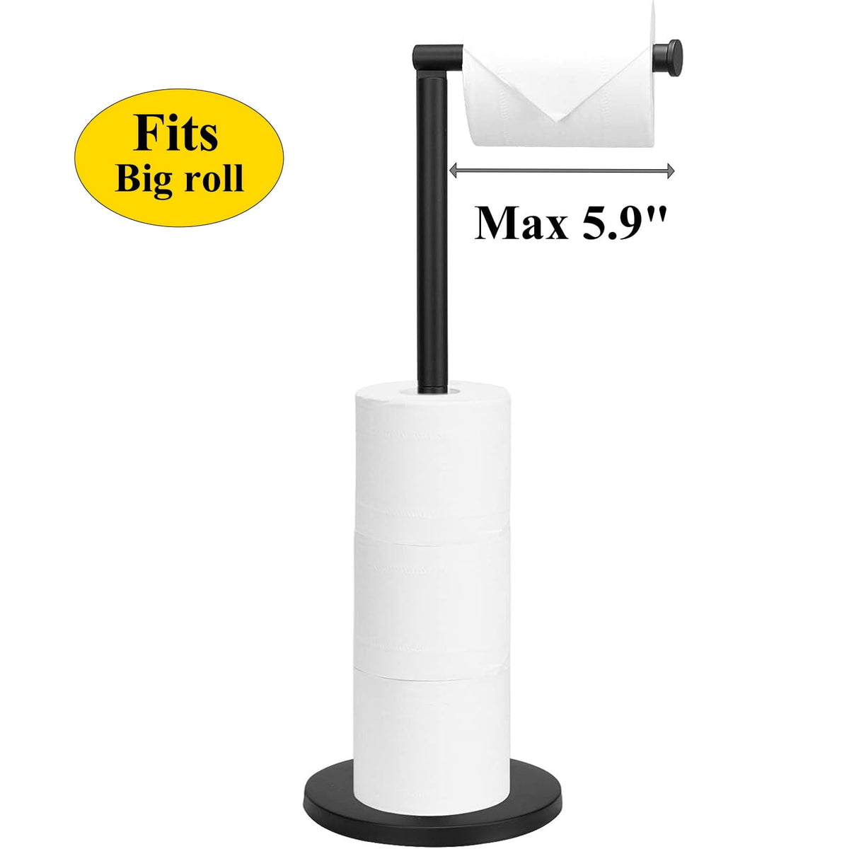 PHANCIR Freestanding Toilet Paper Holder with Storage Shelf, Black