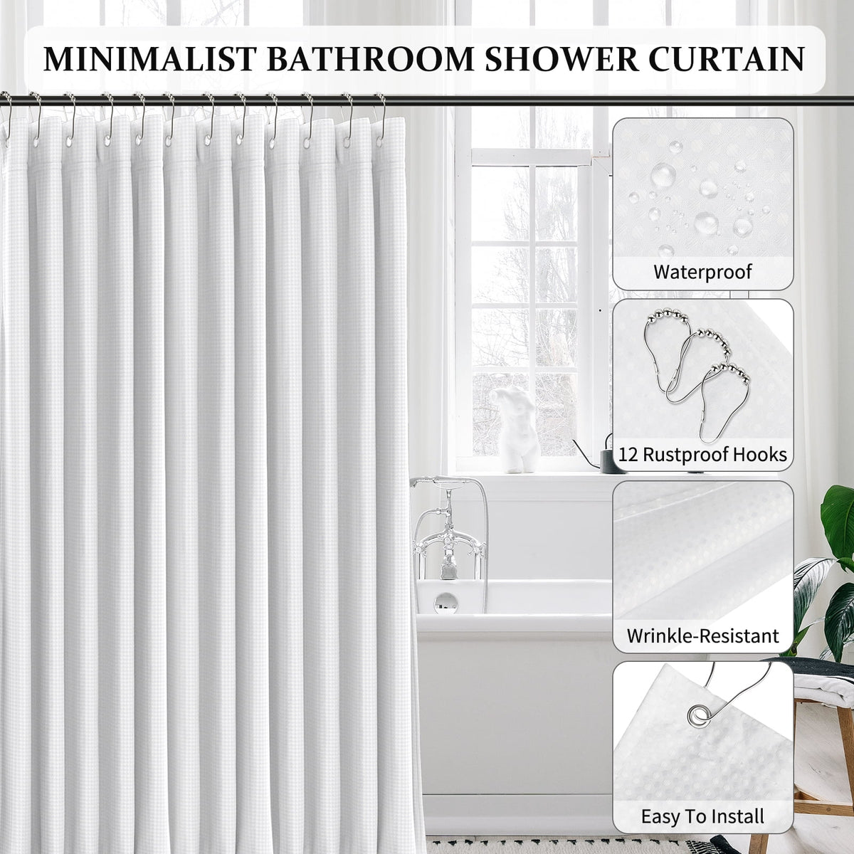 PHANCIR 22-Piece Bathroom Accessories Set with Shower Curtain, White