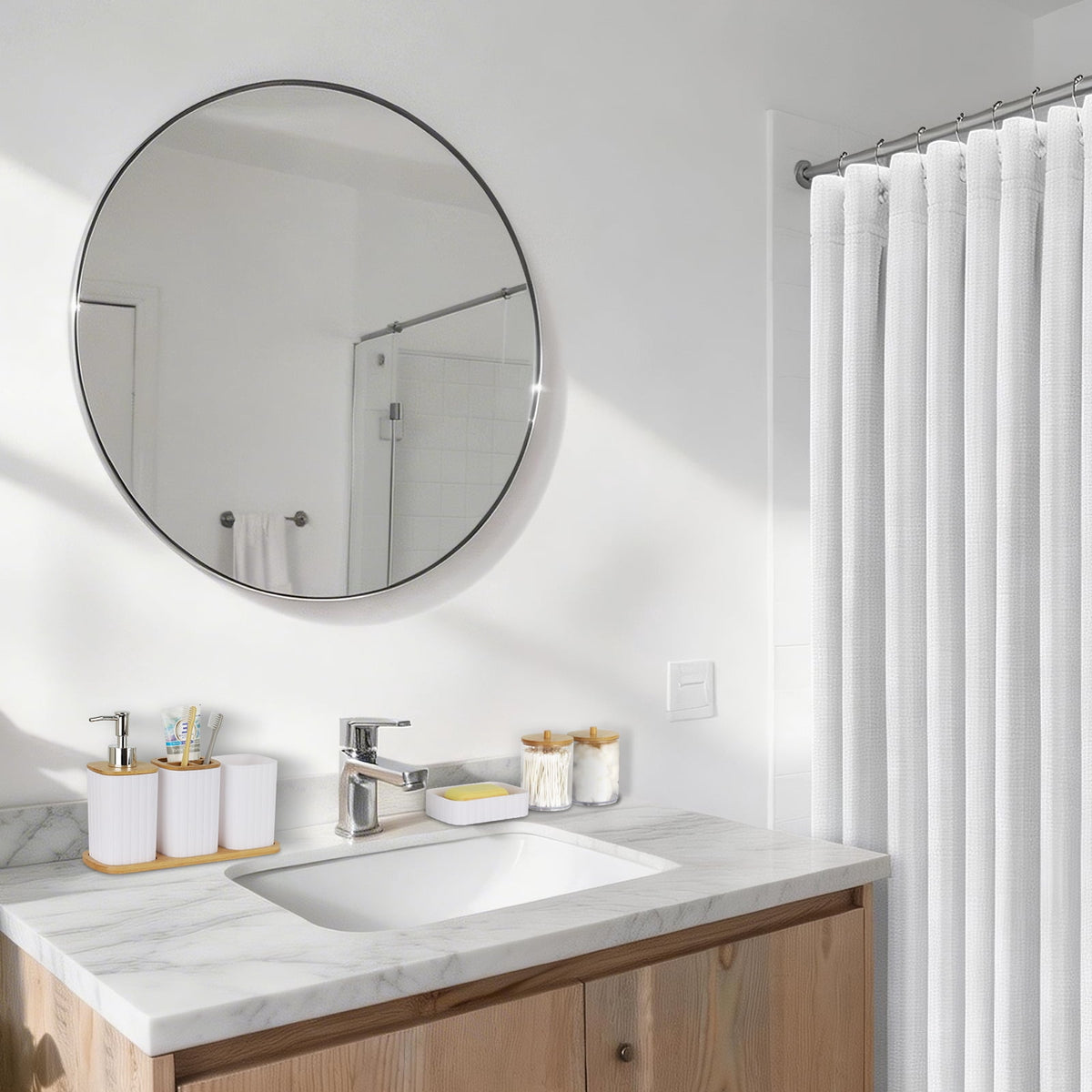 PHANCIR 22-Piece Bathroom Accessories Set with Shower Curtain, White