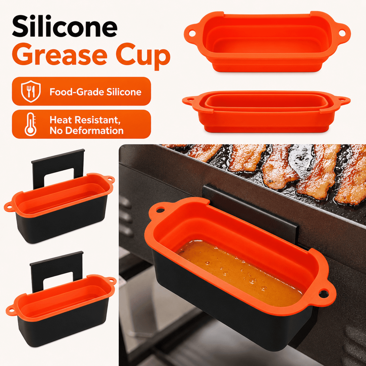 36-Inch Silicone Griddle Mat for Blackstone with Grease Cup, Orange