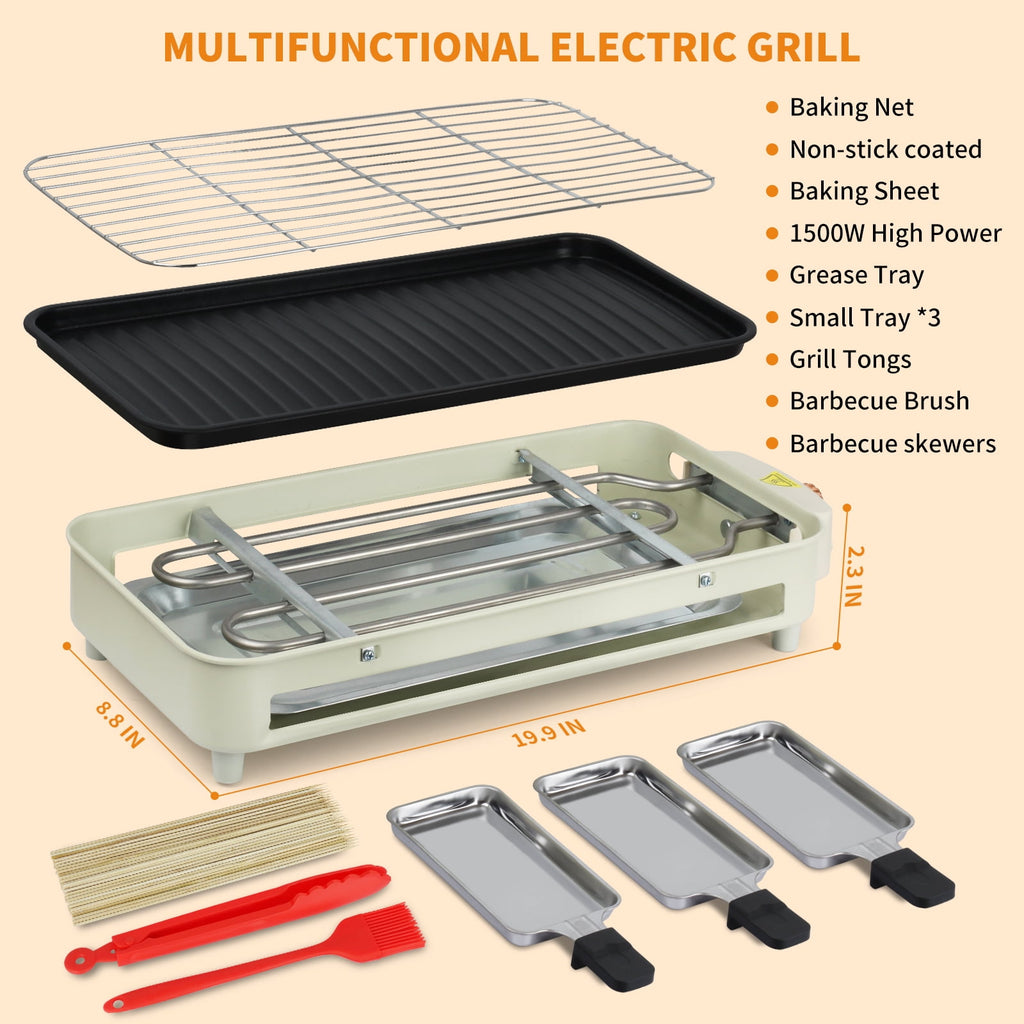 1500W Electric Indoor Grill and Griddle with Temperature Control