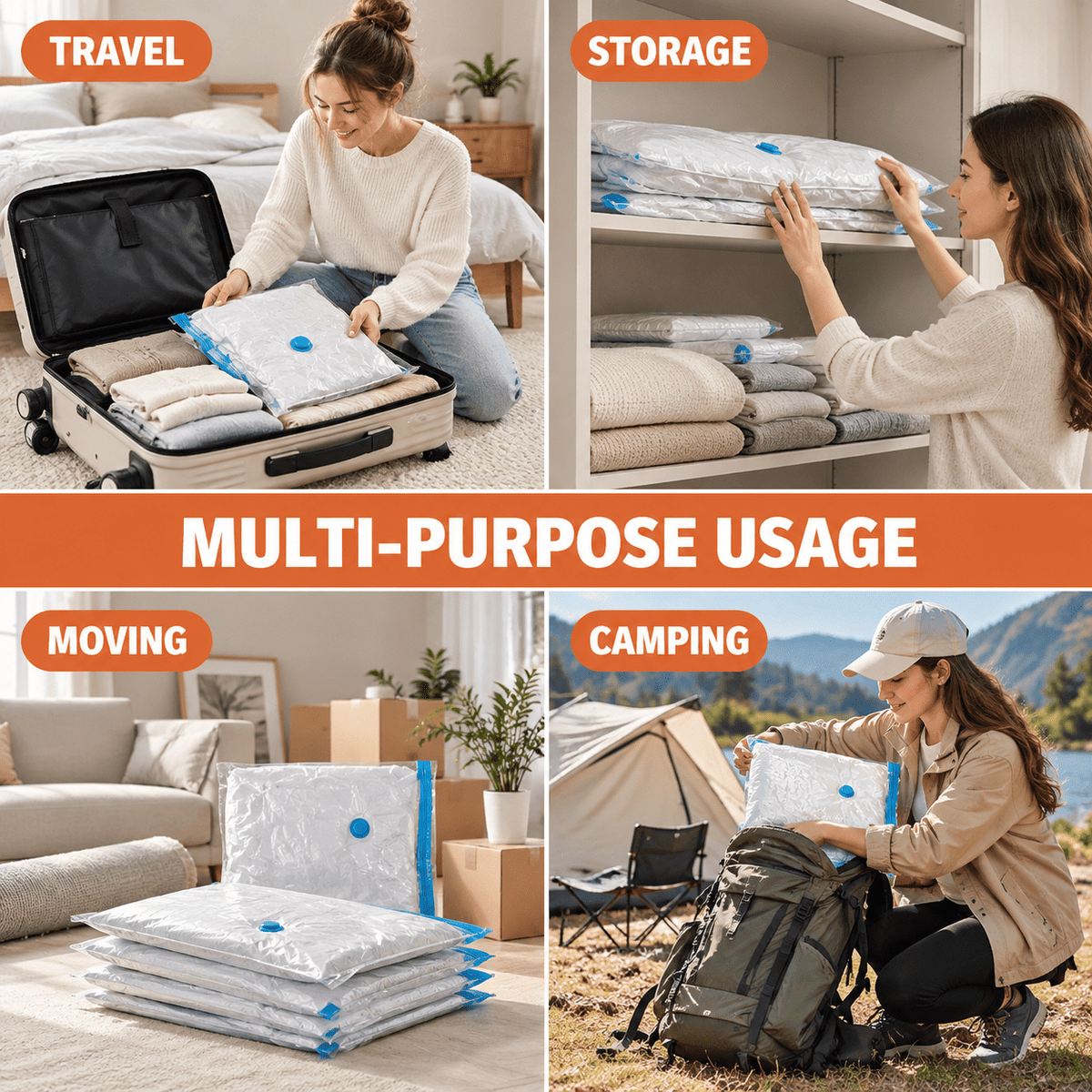 PHANCIR 12-Pack Jumbo Vacuum Storage Bags with Hand Pump