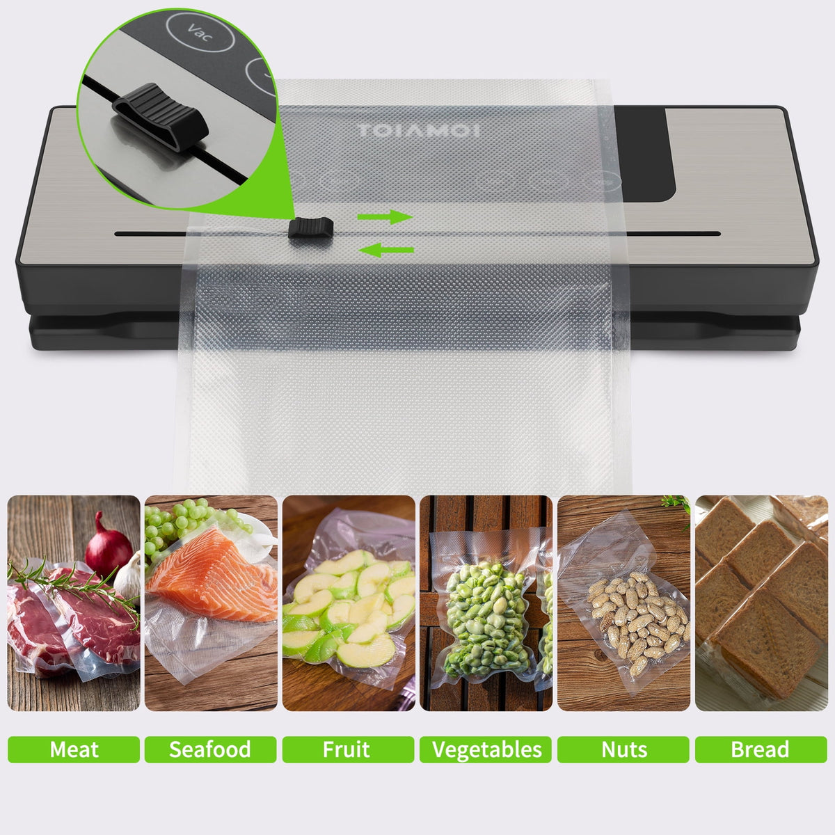 Wet and Dry Vacuum Sealer with Built-In Cutter and 10 Bags