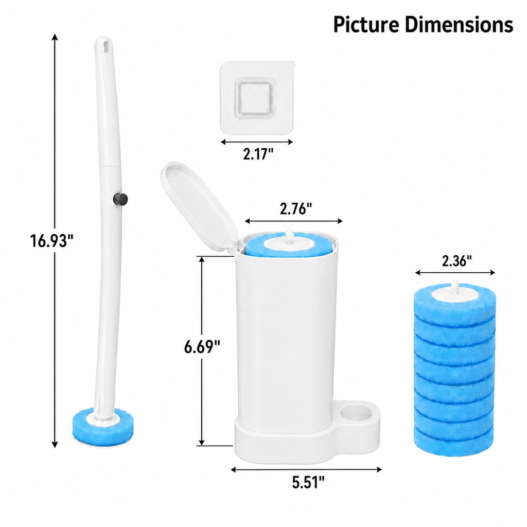 Disposable Toilet Brush and Holder Set with 64 Cleaning Refills