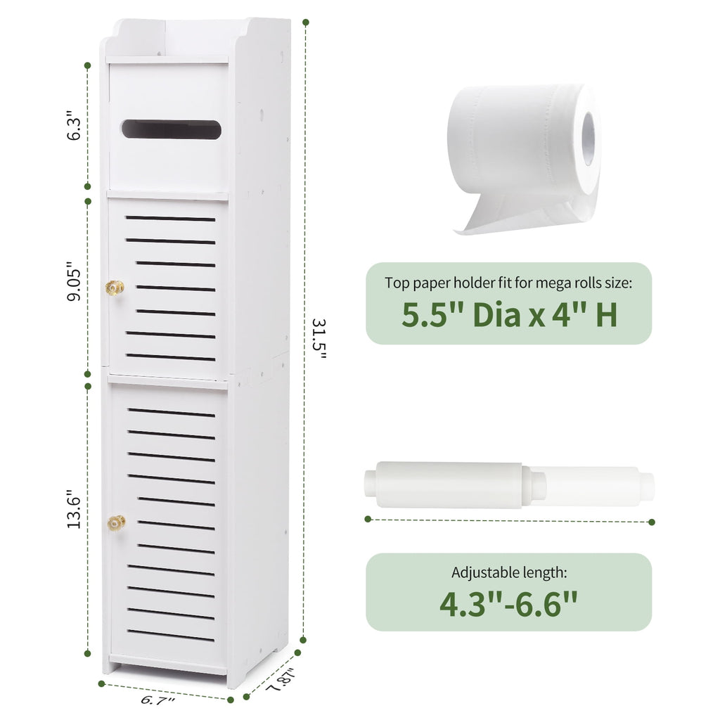 PHANCIR Toilet Paper Holder & Storage Cabinet for Mega Rolls, White