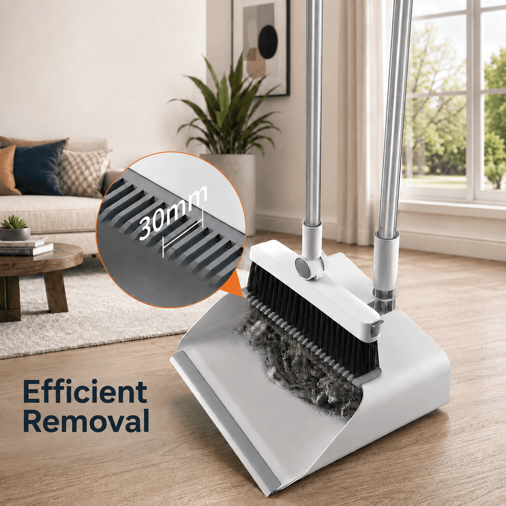 PHANCIR Broom and Dustpan Set with Long Handle
