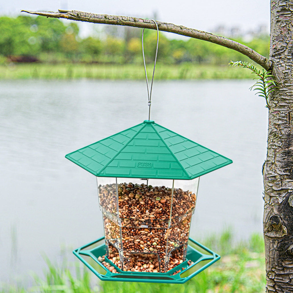 PHANCIR Heavy Duty Hanging Bird Feeder with Latch, 7.8" Tall, Green