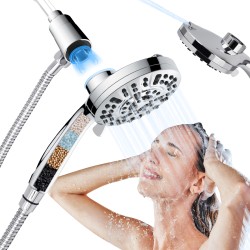 PHANCIR Magnetic Shower Head, High-Pressure Shower Heads with Filter Beads, Hard Water Softener Filter, Chrome