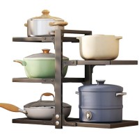 PHANCIR 3+2 Tier Pots and Pans Organizer Rack, Adjustable Pot and Pan Rack for Custom Fit, Heavy Duty Storage with Large Panels, Anti-slip Design for Cabinet Kitchen Organization Storage