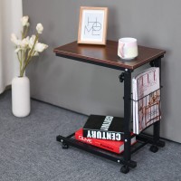 PHANCIR Adjustable Overbed Bedside Table with Wheels - Height Adjustable - Non-Tilting Surface - Smooth-Rolling Design - Suitable for Home & Hospital Use - Woodgrain Laminate Top(Red Walnut) PHANCIR Adjustable Overbed Bedside Table with Wheels - Height Adjustable - Non-Tilting Surface - Smooth-Rolling Design - Suitable for Home & Hospital Use - Woodgrain Laminate Top(Red Walnut)
